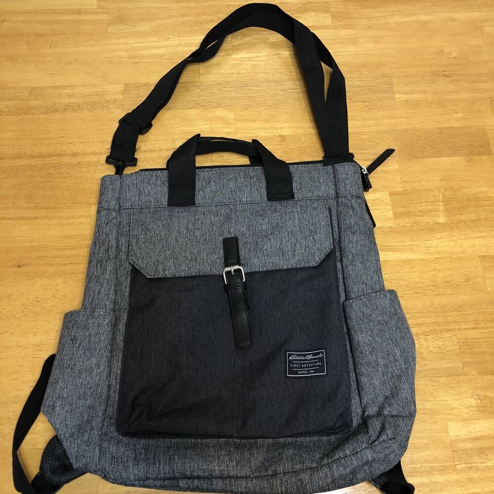 Eddie Bauer Diaper Bag Convertible‎ Backpack Gray First Adventure Mercer F5